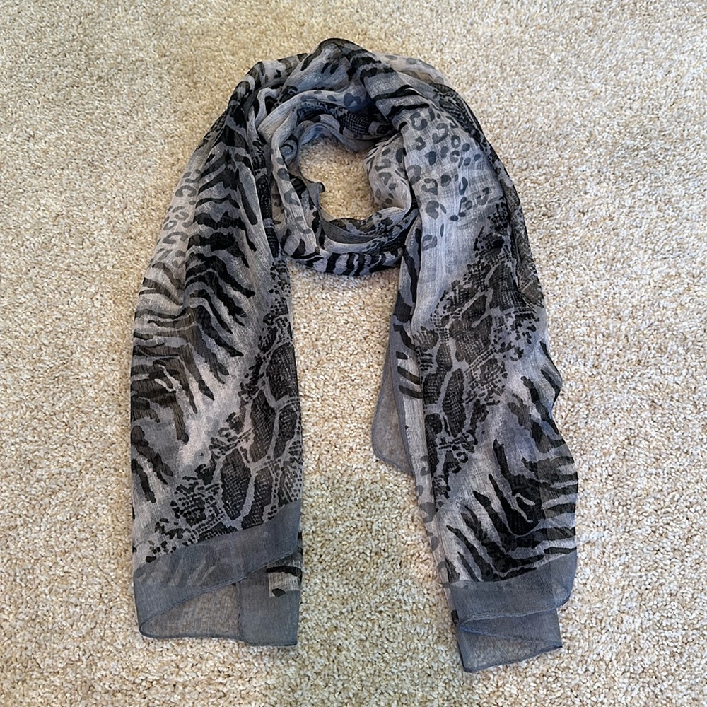Animal print sheer scarf